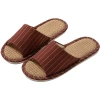 Retro linen slippers, women's spring and autumn indoor anti-slip soft-soled silent slippers, men's outdoor striped cotton and linen floor slippers Item Picture